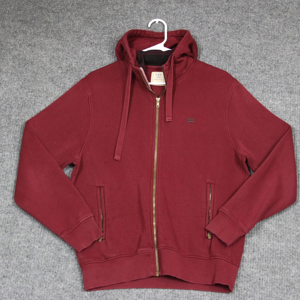 CP‎ Jeans Denim Collection Mens Large Full Zip Up Hoodie Sweatshirt Red